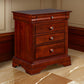 4 Drawer Wooden Nightstand with Bracket Legs and Metal Knobs, Brown By Casagear Home