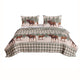 3 Piece Fabric King Quilt Set, Animal, Plaid Print, Gray and Brown