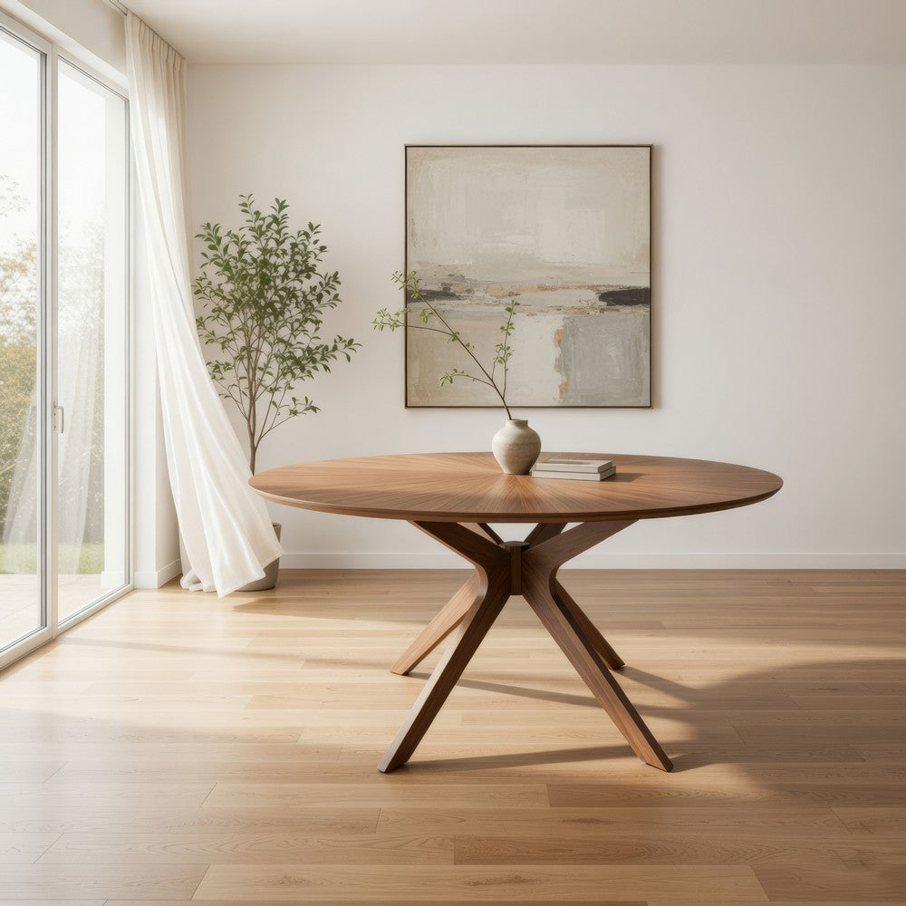 Dining Table | 75" Round | Spider Legs | Brown