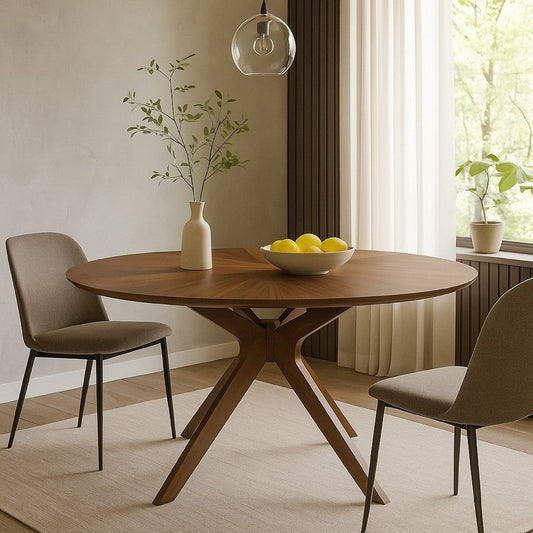 Dining Table | 75" Round | Spider Legs | Brown