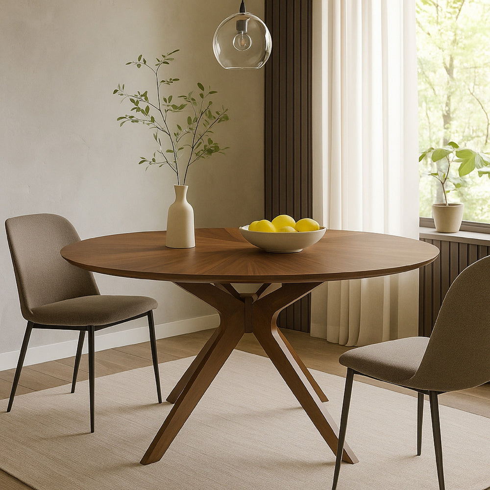 Dining Table | 75" Round | Spider Legs | Brown