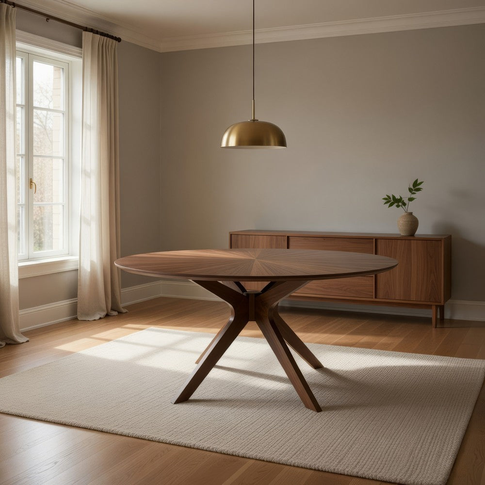 Dining Table | 75" Round | Spider Legs | Brown