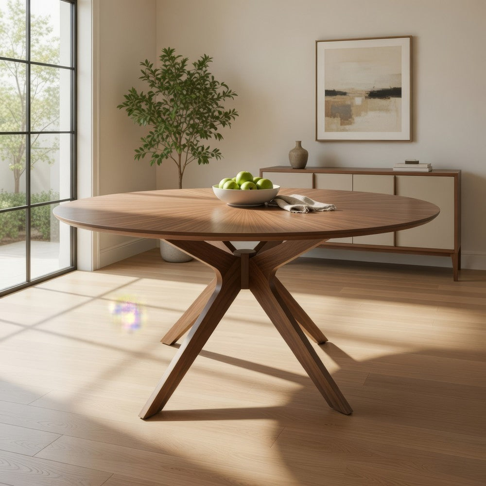 Dining Table | 59" Round | Spider Legs | Brown