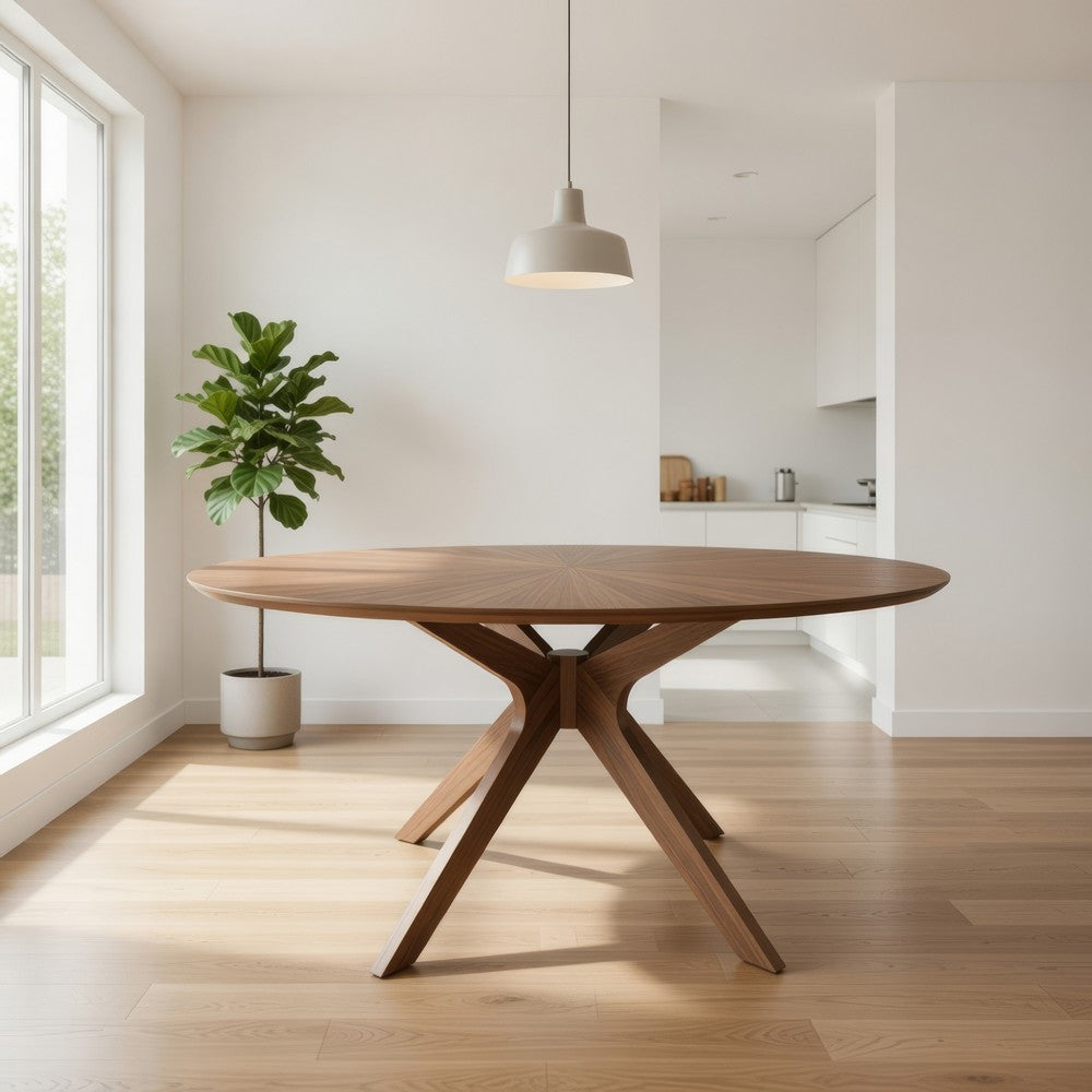 Dining Table | 59" Round | Spider Legs | Brown
