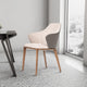 Dining Chair | Fabric & Faux Leather | Wood Legs | Beige & Gray