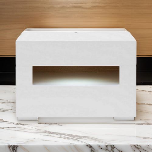 Nightstand | 2 Drawer | High Gloss | Open Compartment | White