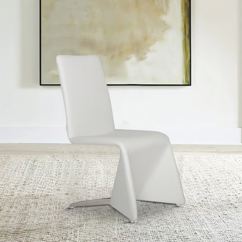 Dining Chair | Metal Frame | Faux Leather Upholstered | Set of 2 | White
