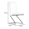 Leatherette Dining Chair with Z Shape Metal Base, Set of 2, White and Chrome By Casagear Home