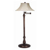 Swing Arm Floor Lamp | Metal Body | Fabric Bell Shade | Bronze & Beige