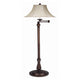 Swing Arm Floor Lamp | Metal Body | Fabric Bell Shade | Bronze & Beige