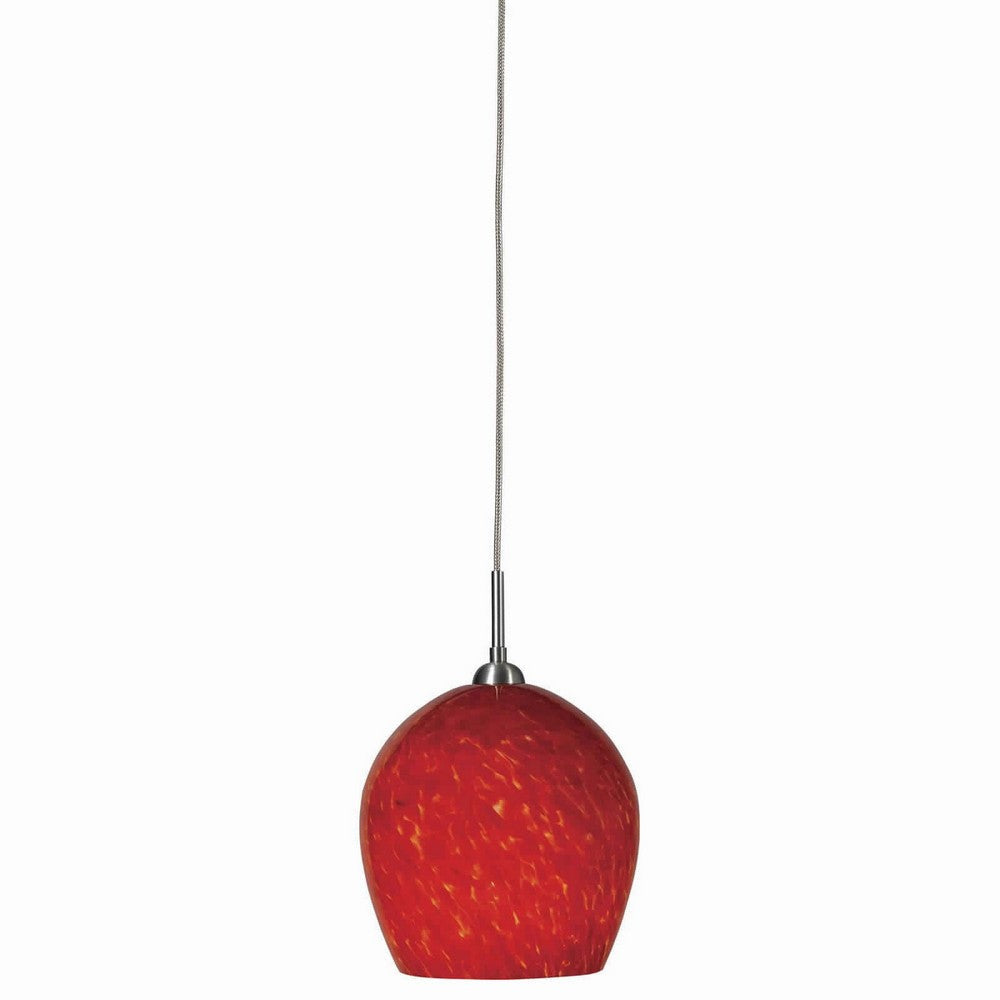 Swirl Dome Shaped Glass Shade Pendant Lighting with Cord, Yellow and Red By Casagear Home