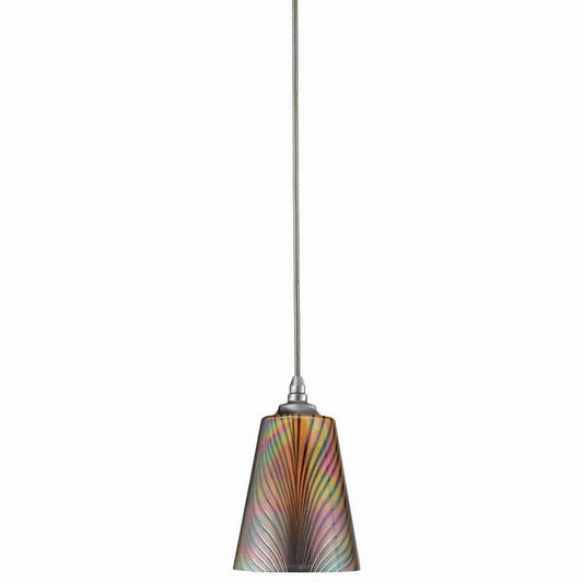 Tapered Design Glass Shade Pendant Lighting with Canopy, Multicolor By Casagear Home