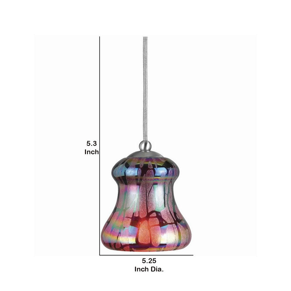 Bell Design Glass Shade Pendant Lighting with Canopy Multicolor By Casagear Home BM223555