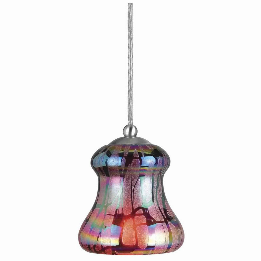 Bell Design Glass Shade Pendant Lighting with Canopy, Multicolor By Casagear Home