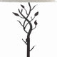 Metal Floor Lamp with Leaf Accent Body and Fabric Bell Shade,Black and Gray By Casagear Home BM223582