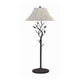 Floor Lamp | Leaf Accent Body | Fabric Bell Shade | Black & Gray