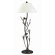 Floor Lamp | Pine Twig Accent | Conical Shade | Bronze & White