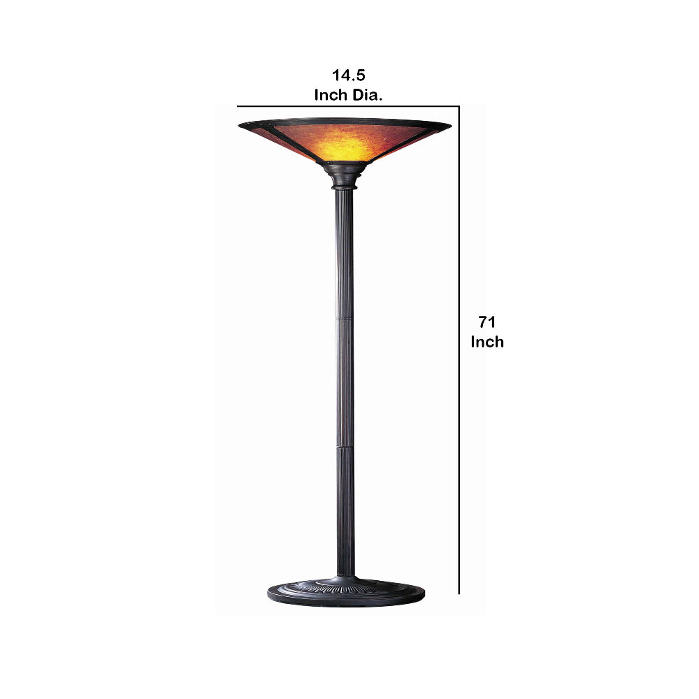 Torchiere Lamp | 3 Way | Mica Shade | Bronze