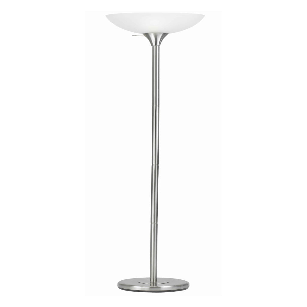 Torchiere Floor Lamp | 3 Way | Frosted Glass Shade | White