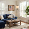 Floor Lamp | Fabric Bell Shade | Beige & Black