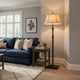 Floor Lamp | Fabric Bell Shade | Black & Beige