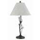 Pine Twig Accent Metal Body Table Lamp with Conical Shade, Bronze and White By Casagear Home