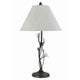 Table Lamp | Pine Twig Accent | Conical Shade | Bronze & White