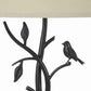 Metal Tree and Bird Body Table Lamp with Tapered Shade Black and Beige By Casagear Home BM223612