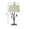 Metal Tree and Bird Body Table Lamp with Tapered Shade Black and Beige By Casagear Home BM223612