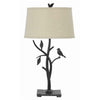 Table Lamp | Tree & Bird Body | Tapered Shade | Black & Beige