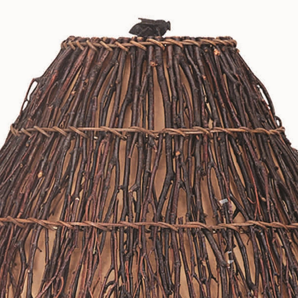 150 Watt Resin Bear Body Table Lamp with Twig Shade Gray and Brown By Casagear Home BM223616