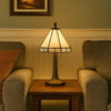 Tiffany Table Lamp | Tree Body | Conical Shade | Beige & Bronze