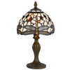 Metal Body Tiffany Table Lamp with Dragonfly Design Shade, Multicolor