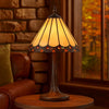 Tiffany Table Lamp | Tree Body | Conical Shade | Bronze & Beige