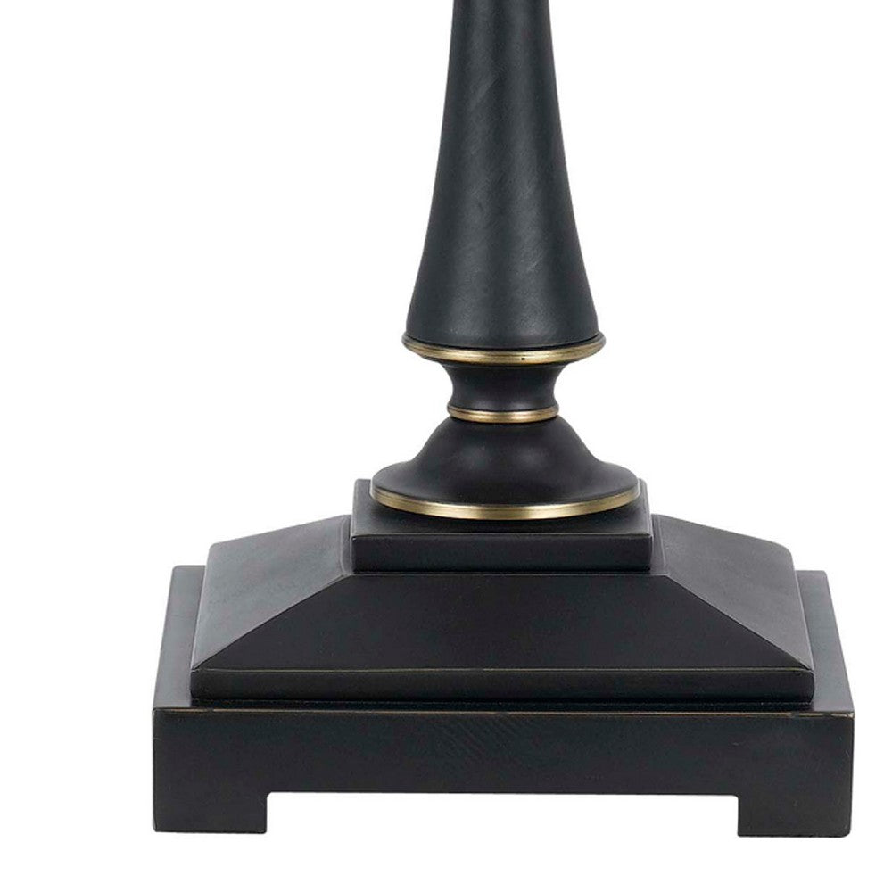 Table Lamp | Fabric Bell Shade | Beige & Black