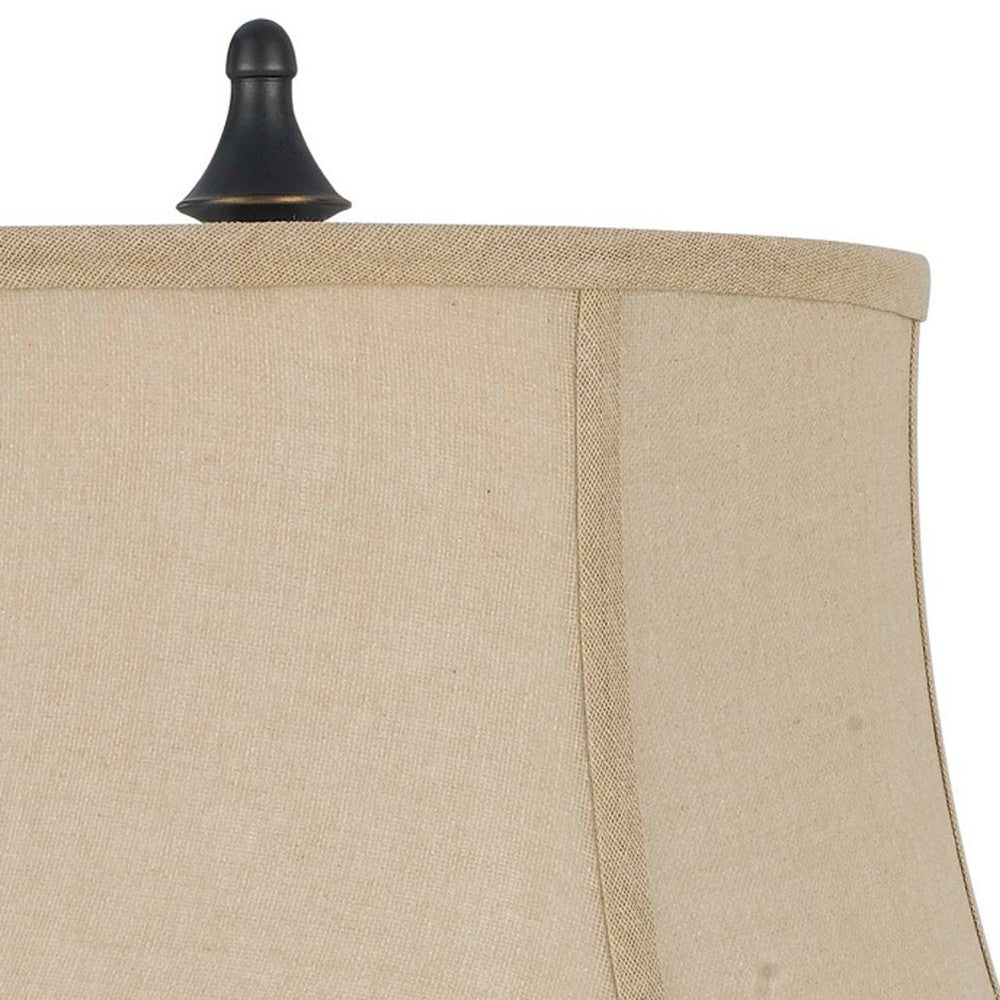 Table Lamp | Fabric Bell Shade | Beige & Black