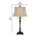 Table Lamp | Fabric Bell Shade | Beige & Black