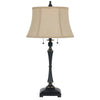 Table Lamp | Fabric Bell Shade | Beige & Black