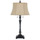 Table Lamp | Fabric Bell Shade | Beige & Black