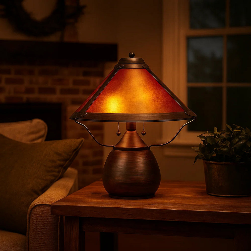 Table Lamp | Pot Bellied | Mica Shade | Bronze