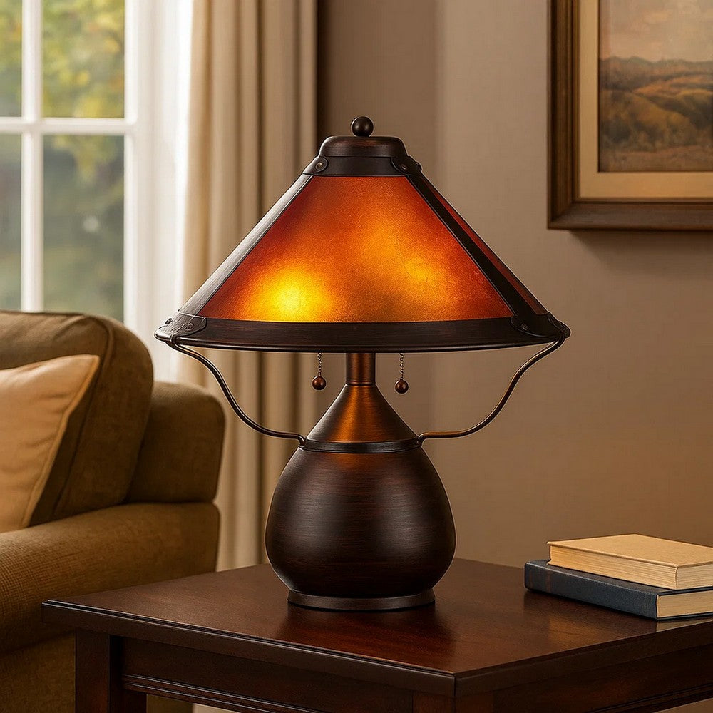 Table Lamp | Pot Bellied | Mica Shade | Bronze
