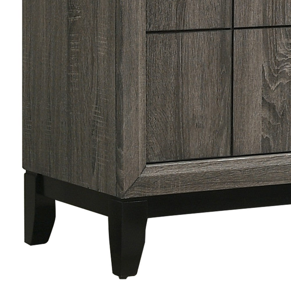 Wooden TV Stand with 2 Drawers and 2 Open Compartments Brown and Black By Casagear Home BM224620