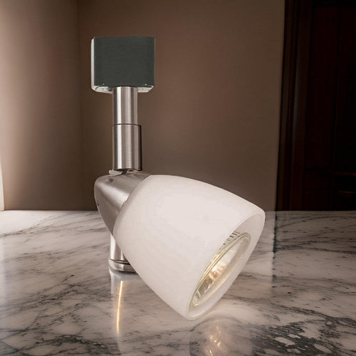 Track Light | Interchangeable Round Glass Shade | Silver & White