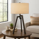 Table Lamp | Tripod Base | Fabric Drum Shade | Bronze & Beige