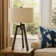 Table Lamp | Tripod Base | Fabric Drum Shade | Bronze & Beige