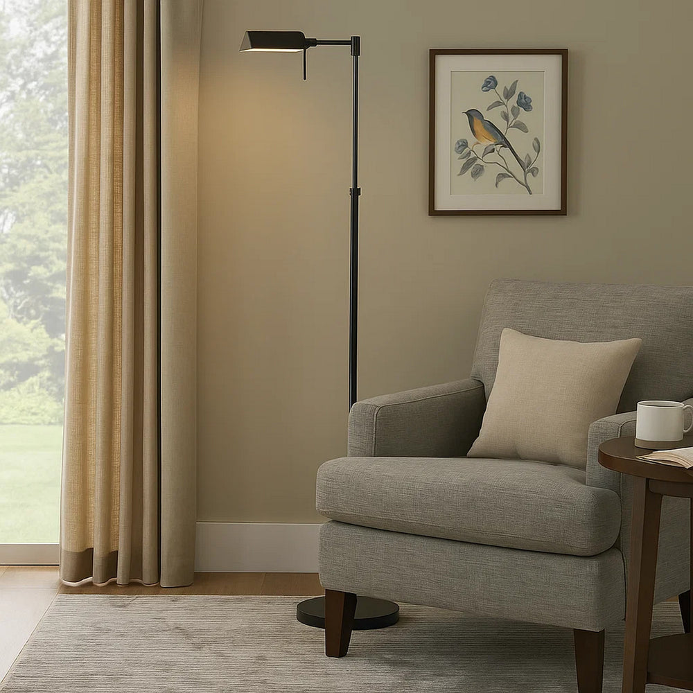 Floor Lamp | 10W LED | Swing Arm | Adjustable | Black