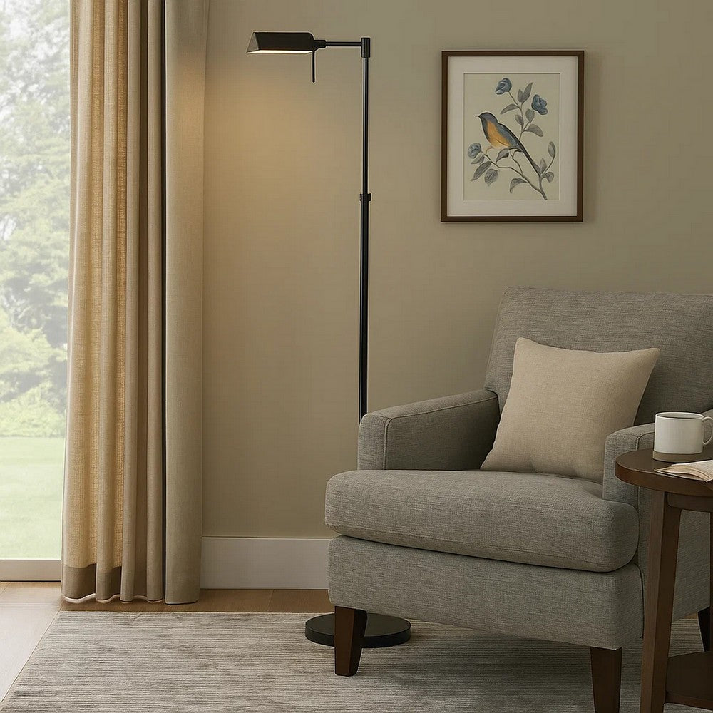Floor Lamp | 10W LED | Swing Arm | Adjustable | Black