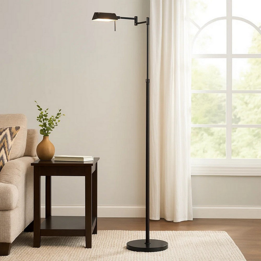 Floor Lamp | 10W LED | Swing Arm | Adjustable | Black