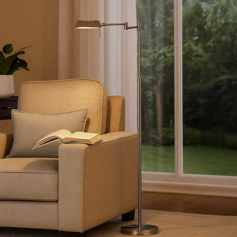 Floor Lamp | 10W LED | Swing Arm | Adjustable | Chrome