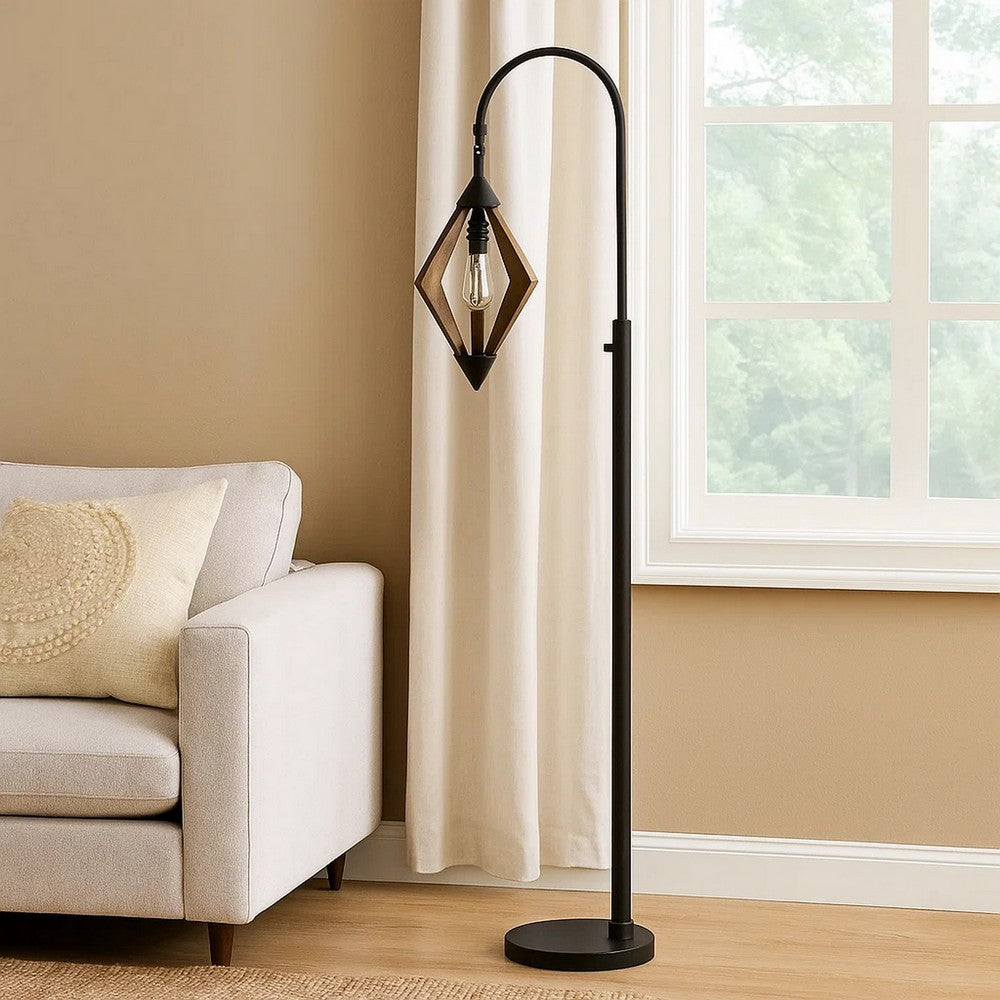 Floor Lamp | Downbridge | Wood Accents | Black
